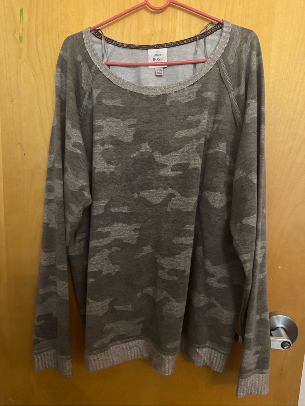 Knox Rose Olive & Gray Camo Crewneck Sweater XXL
